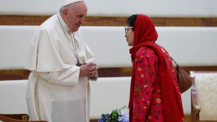 Pope Francis meets the Secretary General of Religions for Peace, Prof. Azza Karam. 