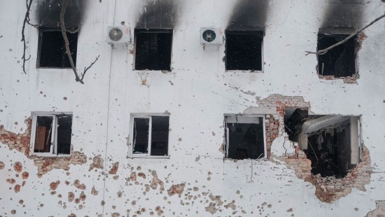 Будынак, пашкоджаны ў выніку расійскага бомбавага ўдара ў Вугледары