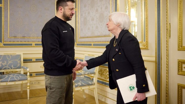Kyiv: incontro tra il presidente ucraino Zelensky e la segretaria del Tesoro americano,  Yellen