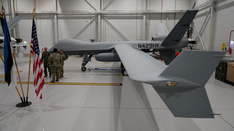 Un drone Usa MQ-9 Reaper come quello caduto nel Mar Nero dopo l'incidente con due caccia russi