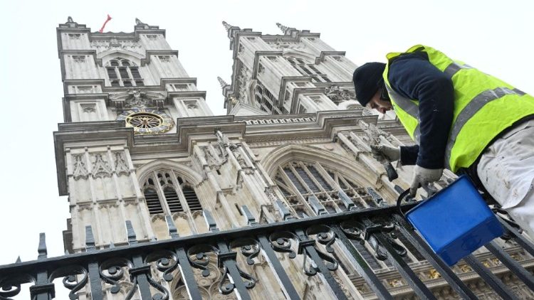 preparations outside Westminster Abbey