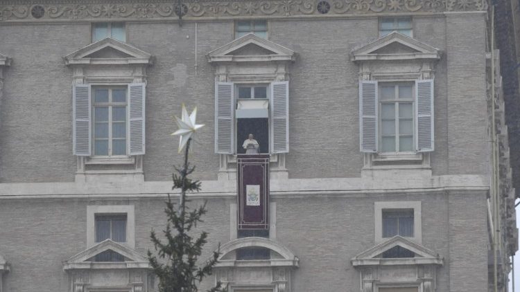 Pope Francis prays the Angelus