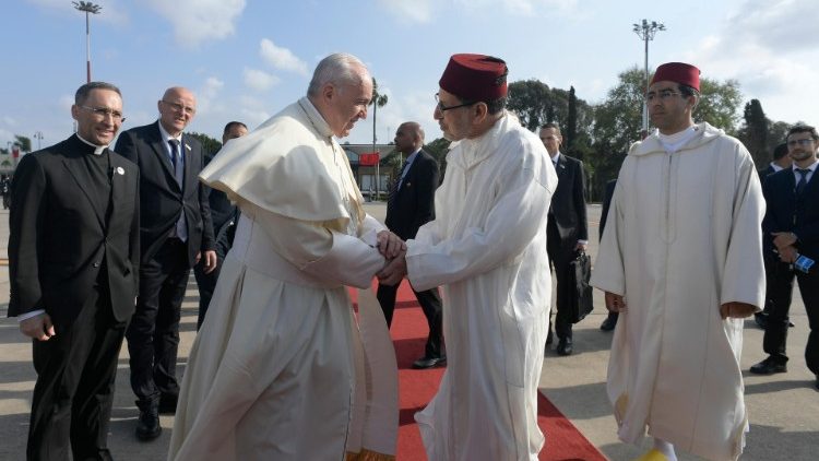 Le Pape François lors de la cérémonie de congé de son voyage apostolique au Maroc, dimanche 31 mars 2019.