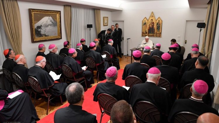 Encontro do Papa Francisco com os bispos do Japão, em 19.11.2019, por ocasião de sua viagem apostólica ao país