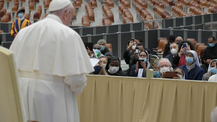 Pope Francis meeting students and staff of Pontifical Theological Faculty "Marianum". 