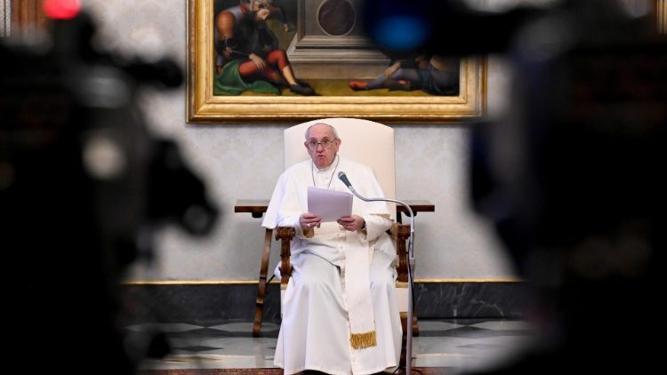 Franziskus bei seiner virtuellen Generalaudienz an diesem Mittwoch