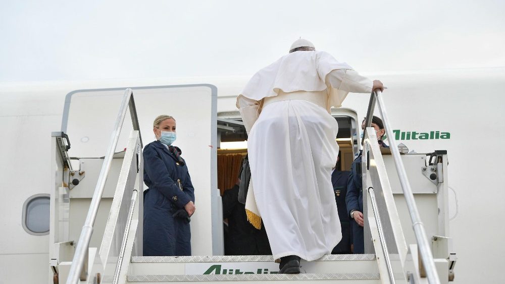2021.03.05 Viaggio Apostolico in Iraq partenza aeroporto di Fiumicino