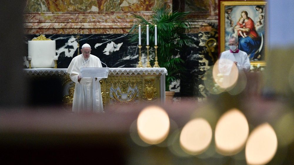 Papst Franziskus bei seiner Ansprache vor dem Segen Urbi et Orbi an Ostern 2021