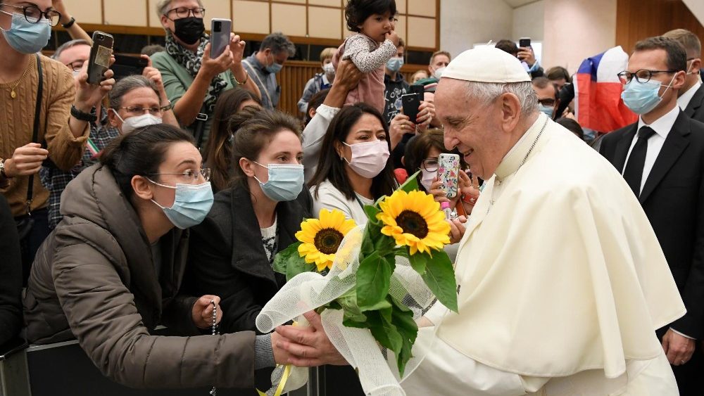 Záber z generálnej audiencie 3. novembra 2021