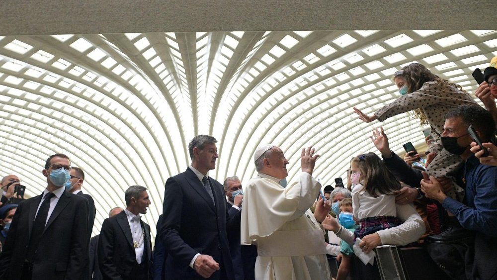 Záber z generálnej audiencie 3. novembra 2021