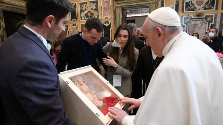 Pope with the delegation of  the Italian Autism Federation.