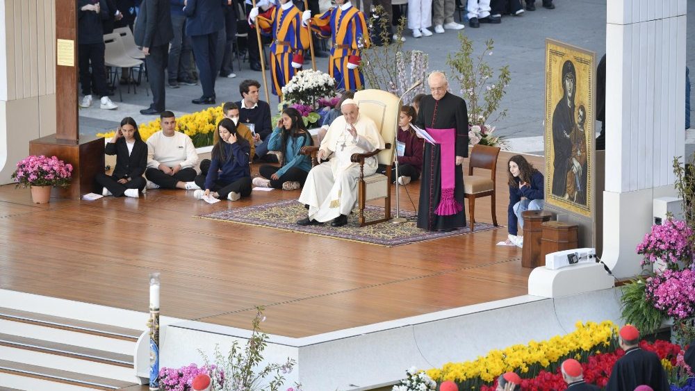 Pélérinage des jeunes adolescents italiens, le 18 avril 2022