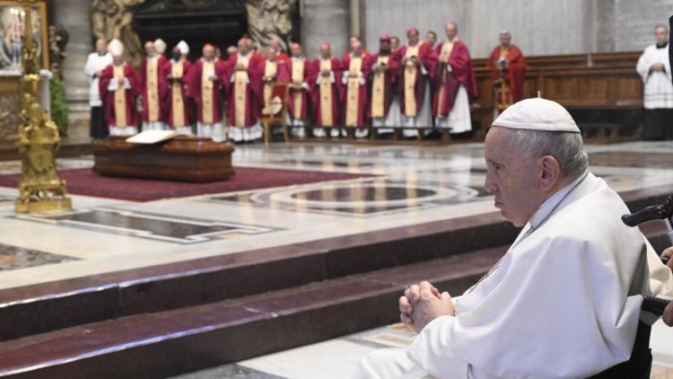 Pope Francis at the funeral Mass for the late Cardinal Jozef Tomko