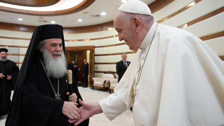 Con Teofilo III, patriarca ortodosso di Gerusalemme