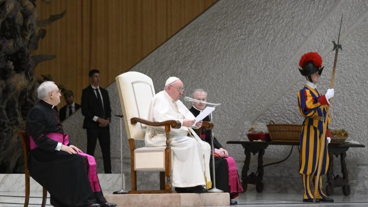 Pope Francis speaking to delegations from the Italian dioceses di Alessandria and Spoleto-Norcia