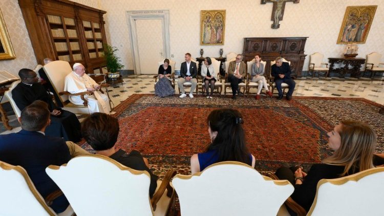 Pope Francis meets with school chaplains from the Romansh canton in Switzerland