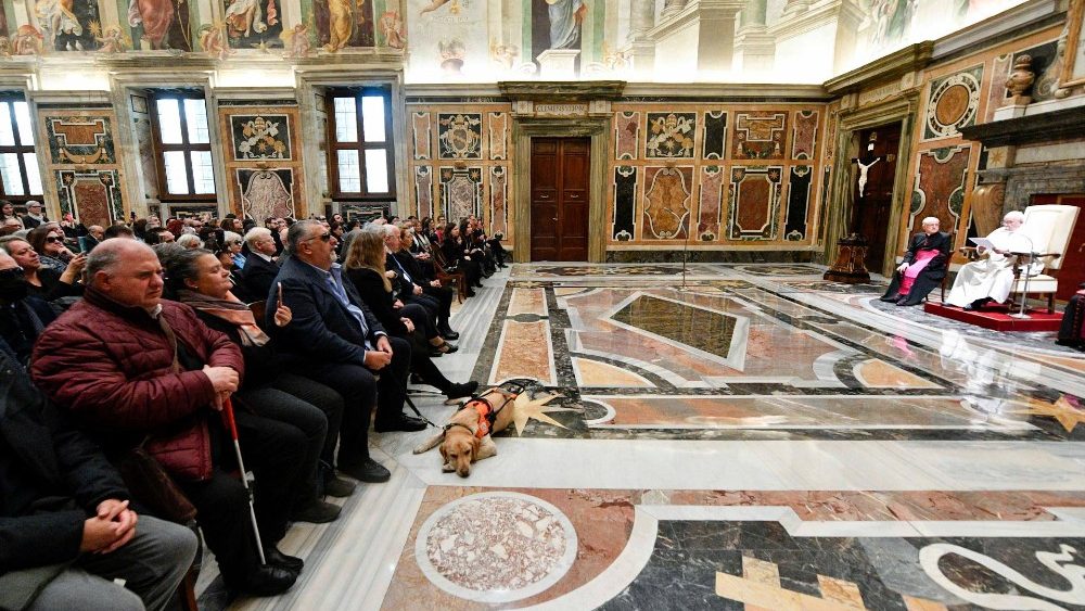 Audiência do Papa Francisco aos membros do Conselho Nacional da União Italiana de Cegos e Deficientes Visuais (Vatican Media)