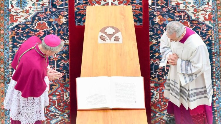 The casket of the late Pope Emeritus Benedict XVI