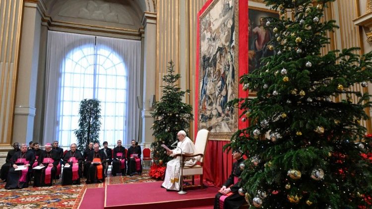 Il Papa durante il suo discorso