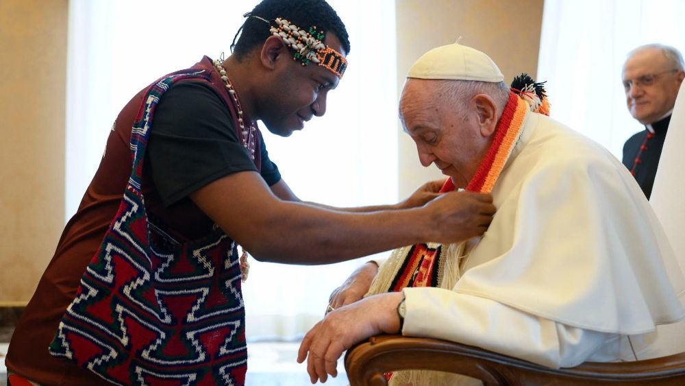 Падчас сустрэчы Францішка з супольнасцю Папскага урбаніянскага калегіума