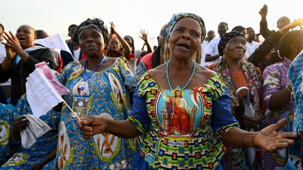 Messe célébrée près de l'aéroport de N'dolo, à Kinshasa, le 1er février 2023