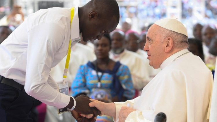 David Bode Nguamba, który przemawiał w imieniu młodzieży kongijskiej