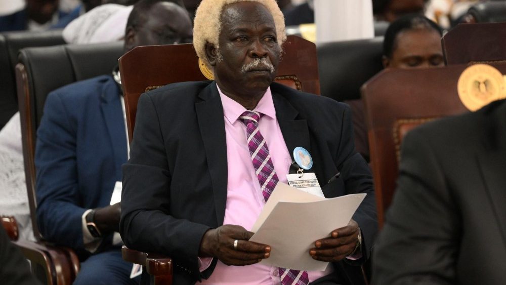 Удзельнікі сустрэчы з Папам у Прэзідэнцкім палацы ў Джубе