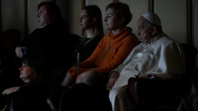 Papa durante a projeção