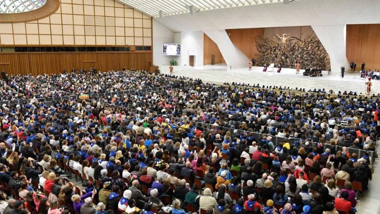 The crowd seen at Paul VI Hall in the Vatican