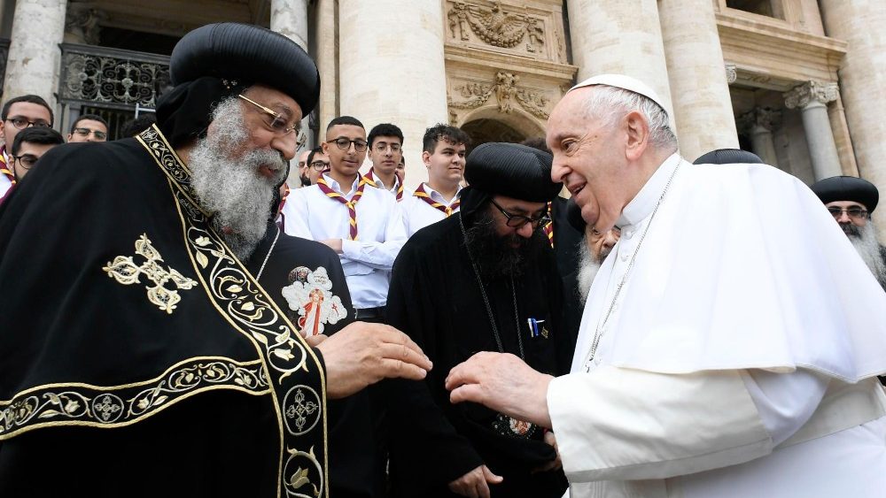 Papa Francisco e Tawadros II na Audiência Geral