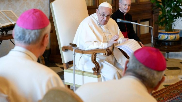 Pope Francis with members of the Canons Regular of the Lateran