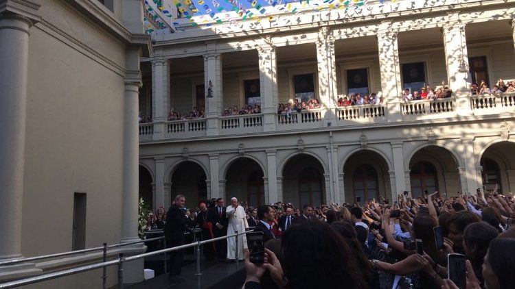 Pope Francis visits the Pontifical Catholic University of Chile