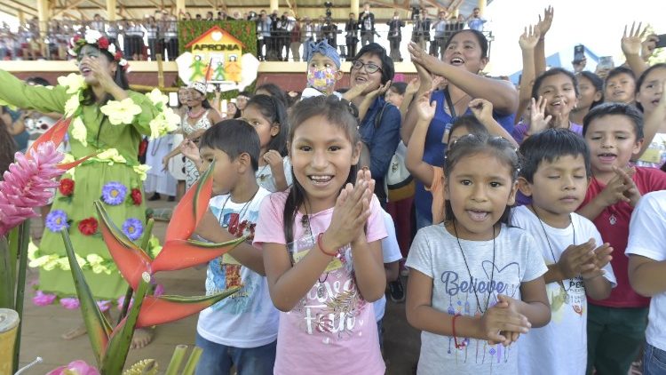 Hogar Principito em Porto Maldonado, Peru, durante visita do Papa Francisco