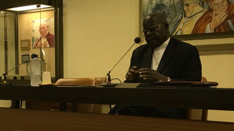 Cardinal Monsengwo addressing Vatican media over the weekend