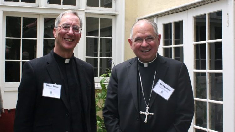 Bishop-elect Marc Trudeau with Archbishop José Gomez, Archbishop of Los Angeles, CA