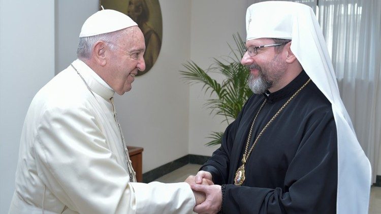 O Papa e Sua Beatitude Sviatoslav Shevchuk, Arcebispo maior de Kiev– Halyc, Ucrânia