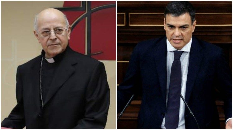 Cardenal Ricardo Blázquez y Pedro Sánchez.