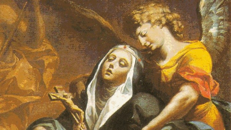 Santa Brigida. Particolare del dipinto. Piazza Farnese, Roma