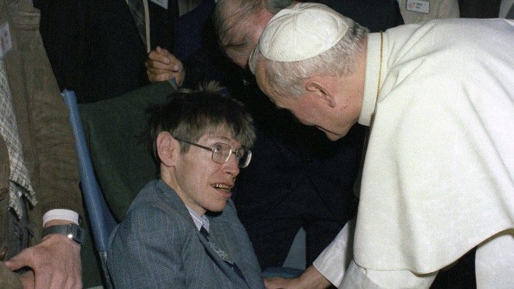 Stephen Hawking e Papa Bento João Paulo II