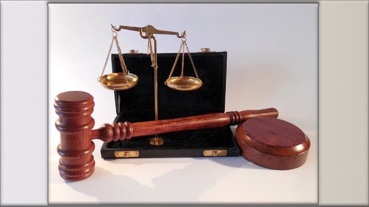 Court hammer and scales of justice