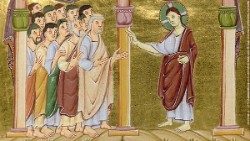 20180715_Evangeliario di Ottone III, X sec.,Ms. Lat. 4453, Bayerische Staatsbibliotek, Monaco_Bildnr.34_vangelo di domenica_prese a mandarli a due a due.jpg