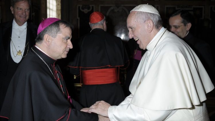 Pope Francis and Cardinal Angelo Becciu.