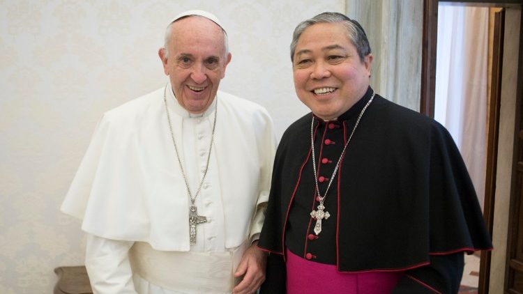 Pope Francis with Archbishop Bernardito Auza, Holy See's Permanent Observer to the UN
