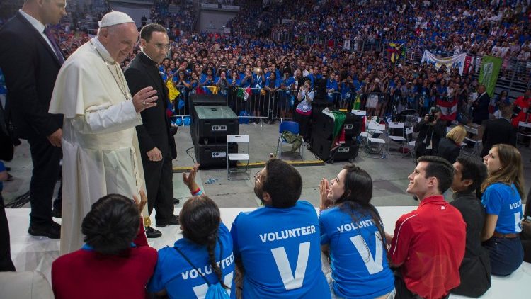 Spotkanie Papieża z wolontariuszami podczas wizyty apostolskiej w Polsce w 2016