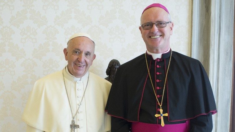 Le Pape François et Mgr Eugene Martin Nugent, nonce apostolique en Haïti, le 27 avril 2018 au Vatican 