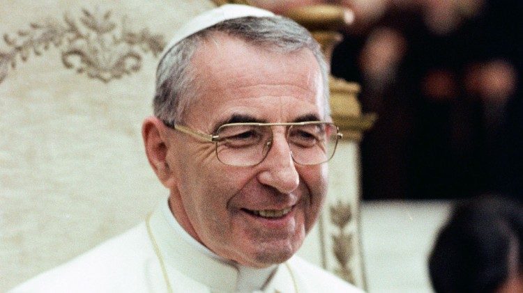 Papst Johannes Paul I. bei einer Audienz 1978