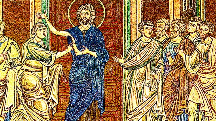 Prawosławna mozaika Chrystusa i niewiernego Tomasza