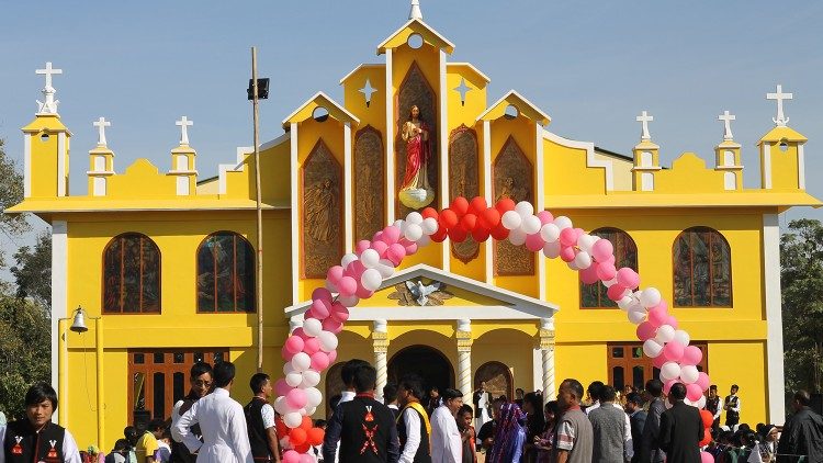 The new Sacred Heart Church in Neotan village in Arunachal Pradesh state of India. 
