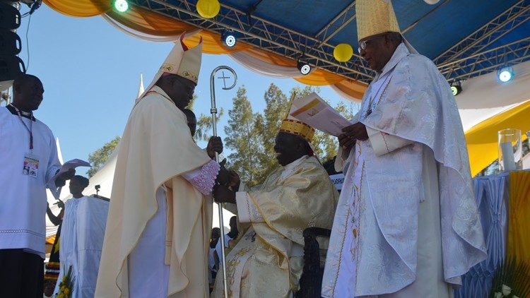 Kenya's New Archbishop of Kisumu, Philip Anyolo at the the installation 