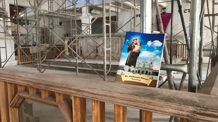 St. Anthony's Shrine Kochikade in Colombo, Sri Lanka, undergoing repairs after the April 21, 2020 bombing.  